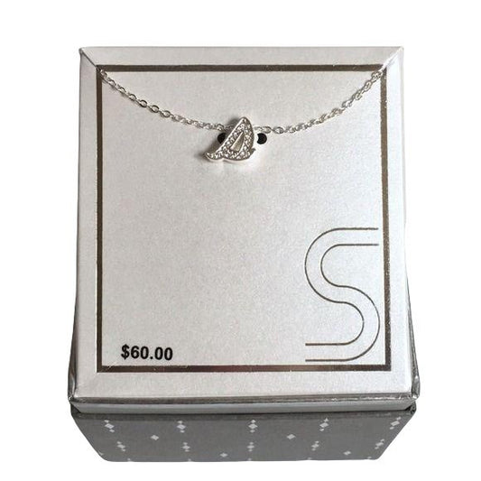 Silver-Plated CZ Initial “S” Pendant Necklace New