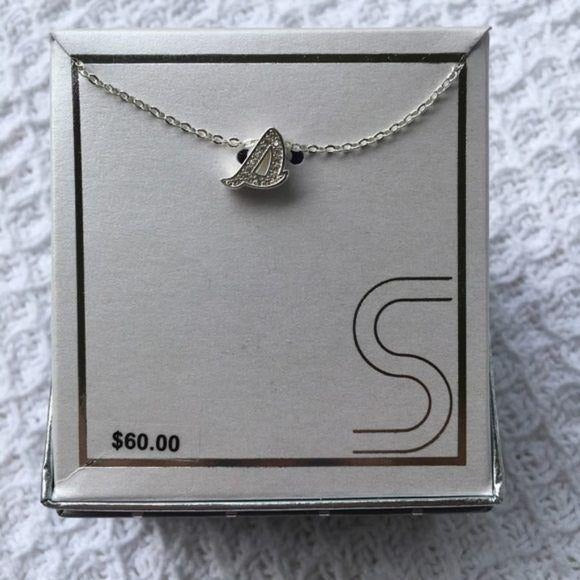 Silver-Plated CZ Initial “S” Pendant Necklace New