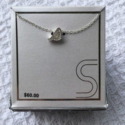 Silver-Plated CZ Initial “S” Pendant Necklace New