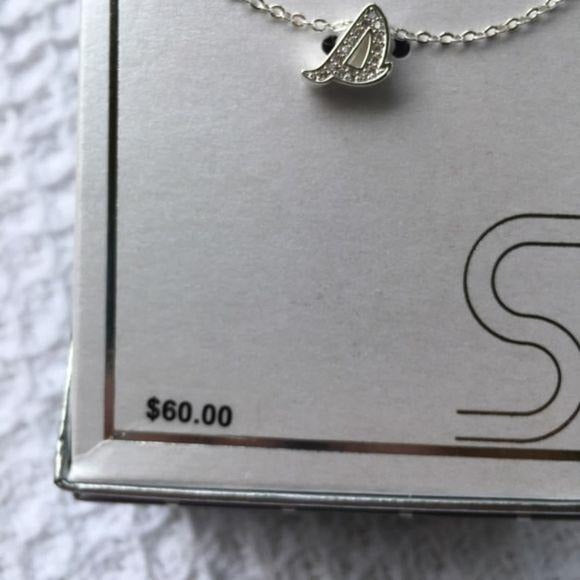 Silver-Plated CZ Initial “S” Pendant Necklace New