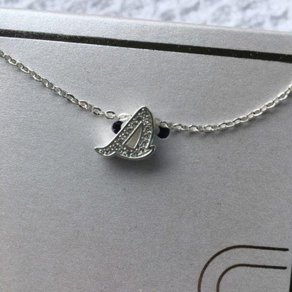 Silver-Plated CZ Initial “S” Pendant Necklace New