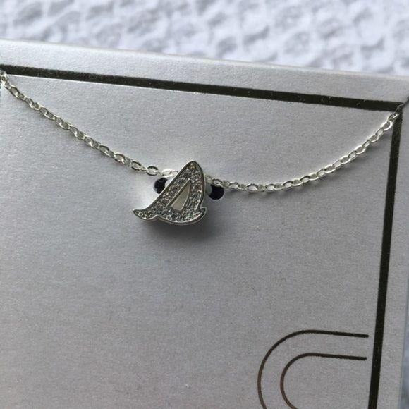 Silver-Plated CZ Initial “S” Pendant Necklace New