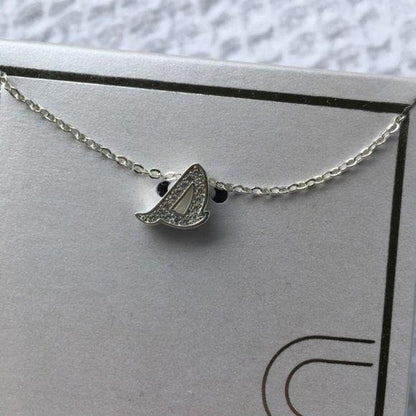 Silver-Plated CZ Initial “S” Pendant Necklace New
