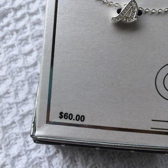 Silver-Plated CZ Initial “S” Pendant Necklace New