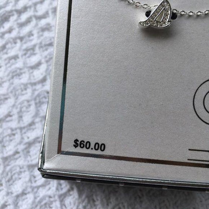 Silver-Plated CZ Initial “S” Pendant Necklace New