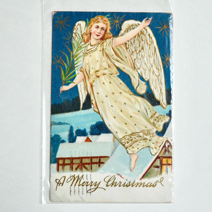 1908 Antique A Merry Christmas Postcard Angel