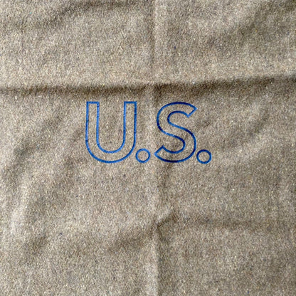 Vintage US Military Wool Blanket Vietnam Era 60 x 80" OD Green Army USGI