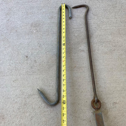 Vintage St John & Co Meat Hook w/ Pulley & Armour Meat Hook Galvanized 59X