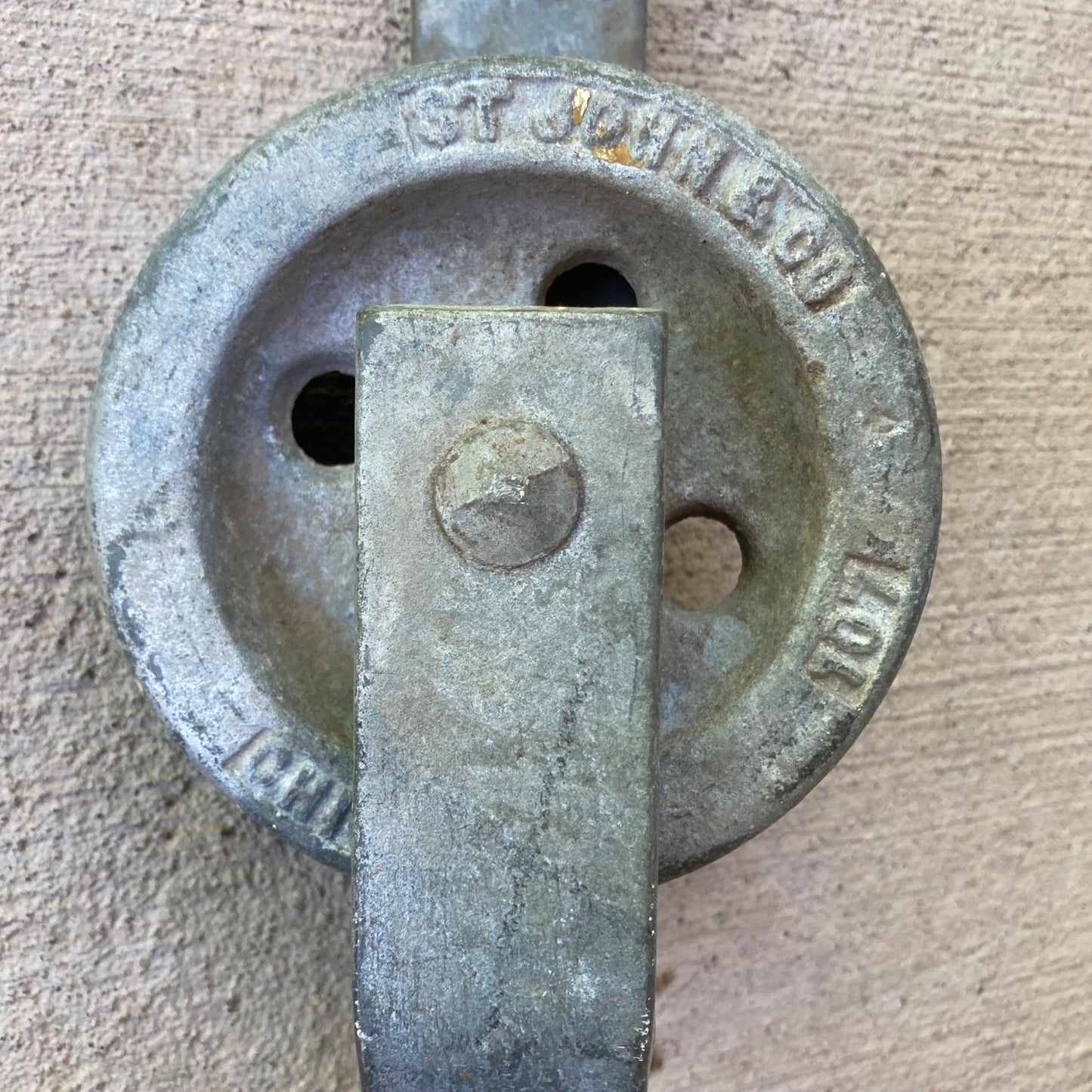 Vintage St John & Co Meat Hook w/ Pulley & Armour Meat Hook Galvanized 59X