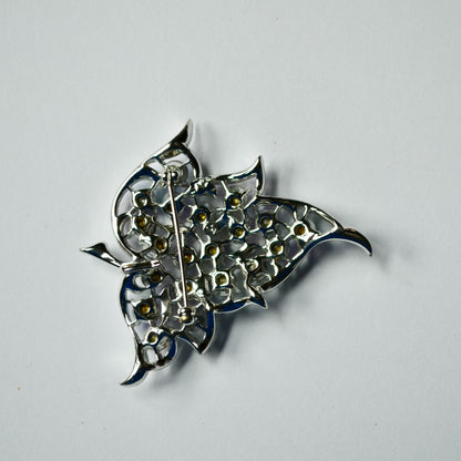 Sarah Coventry Aurora Borealis Leaf Red AB Silver Brooch Vintage