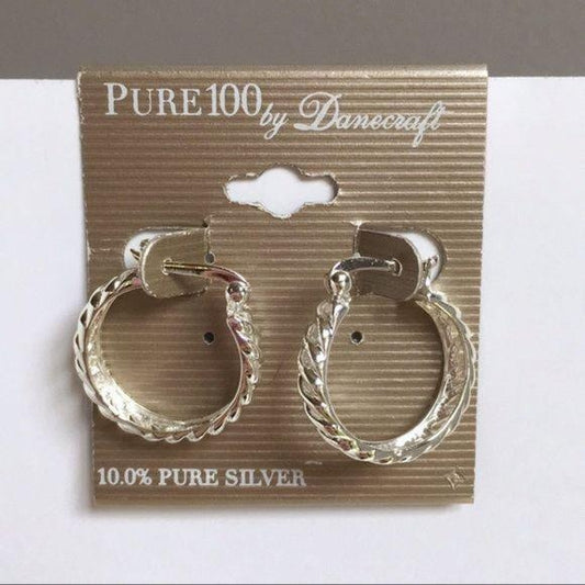Danecraft 10.0% Pure Silver Hoop Earrings New