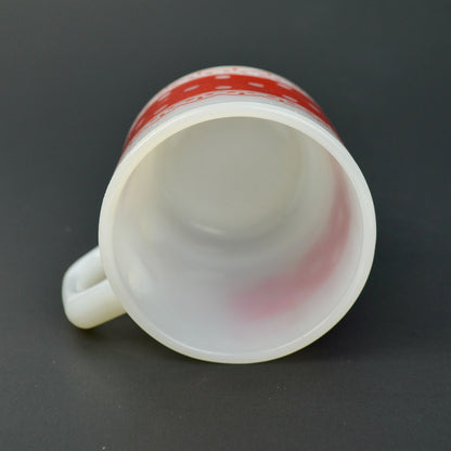 Fire-King Anchor Hocking Red Polka Dots Lace Milk Glass Coffee Mug