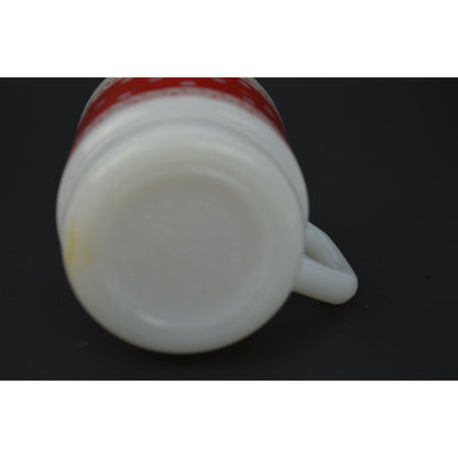 Fire-King Anchor Hocking Red Polka Dots Lace Milk Glass Coffee Mug