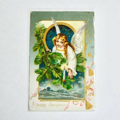 1908 Antique A Happy Christmas Angel Postcard