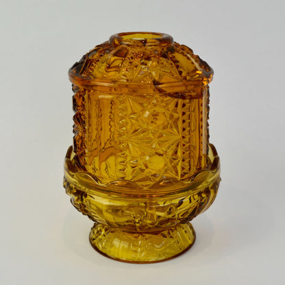 Vintage Fairy Lamp Stars & Bars Amber CRACKED READ