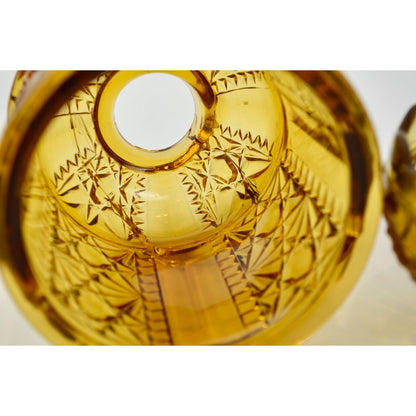 Vintage Fairy Lamp Stars & Bars Amber CRACKED READ