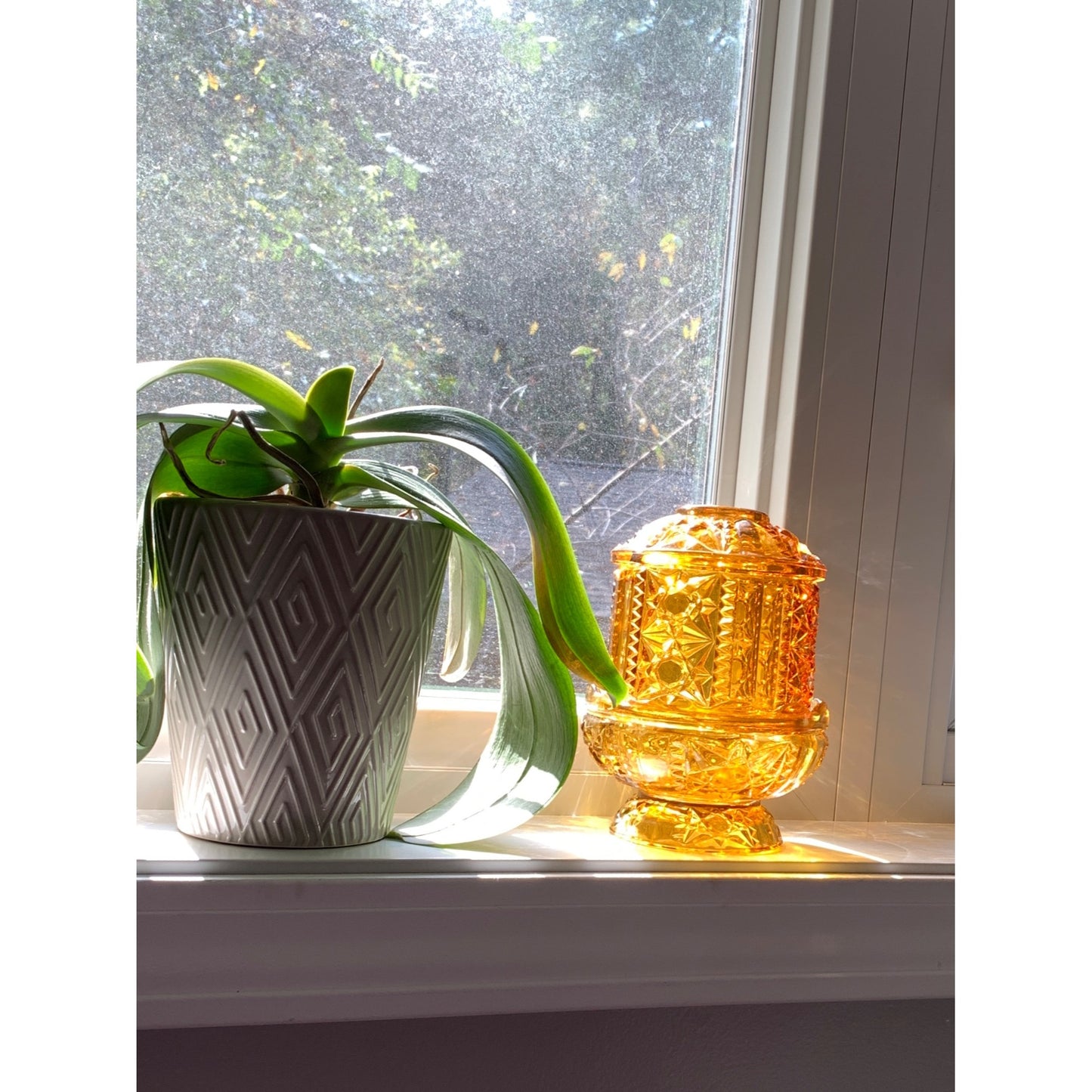 Vintage Fairy Lamp Stars & Bars Amber CRACKED READ