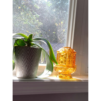 Vintage Fairy Lamp Stars & Bars Amber CRACKED READ