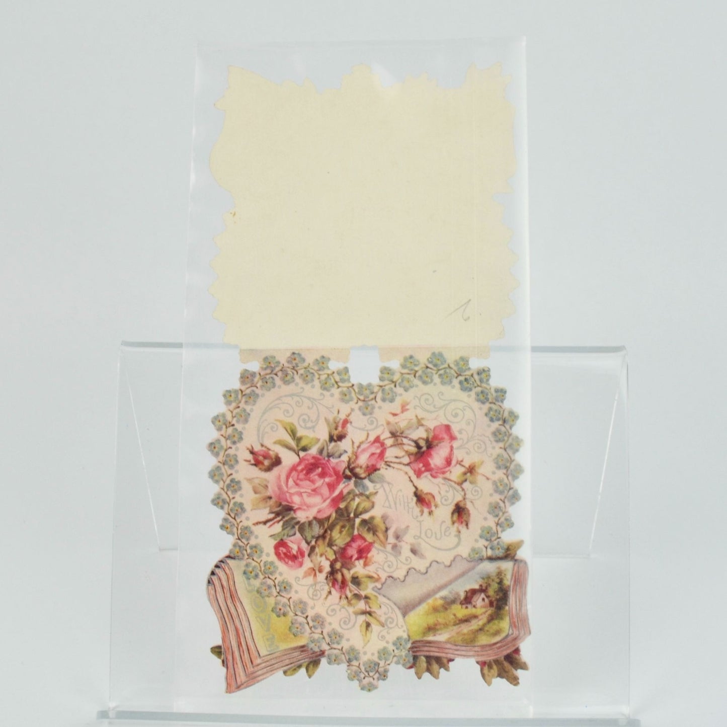 Vintage Valentine's Day Card Floral Heart With Love