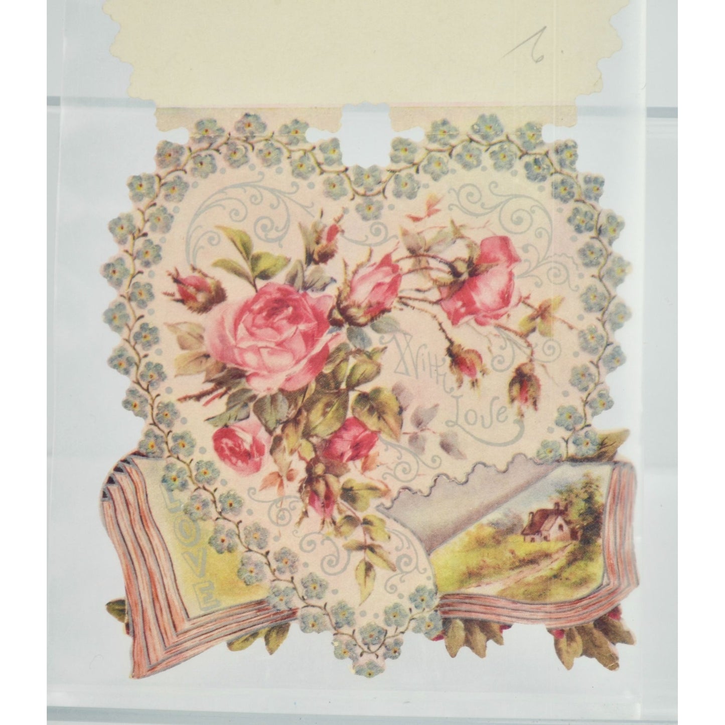 Vintage Valentine's Day Card Floral Heart With Love