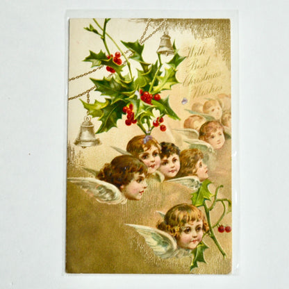 Antique Embossed Christmas Postcard With Best Wishes