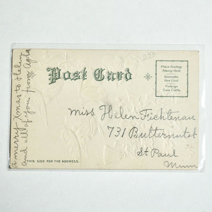 Antique Embossed Christmas Postcard With Best Wishes