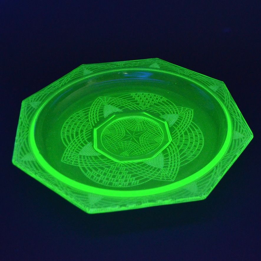 Vintage Anchor Hocking Princess Grill Plate Vaseline Green 10.5" READ