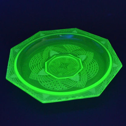 Vintage Anchor Hocking Princess Grill Plate Vaseline Green 10.5" READ
