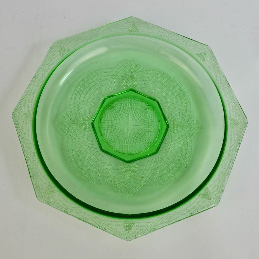Vintage Anchor Hocking Princess Grill Plate Vaseline Green 10.5" READ