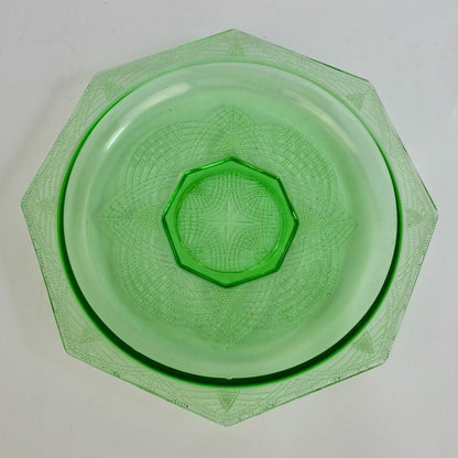 Vintage Anchor Hocking Princess Grill Plate Vaseline Green 10.5" READ