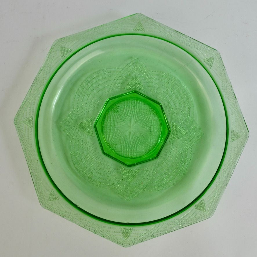 Vintage Anchor Hocking Princess Grill Plate Vaseline Green 10.5" READ