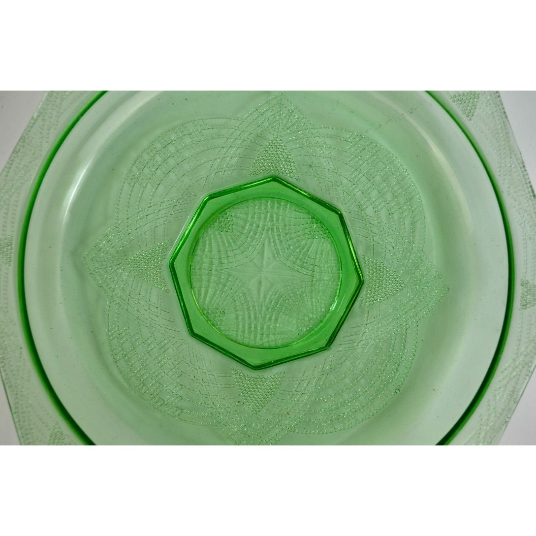 Vintage Anchor Hocking Princess Grill Plate Vaseline Green 10.5" READ