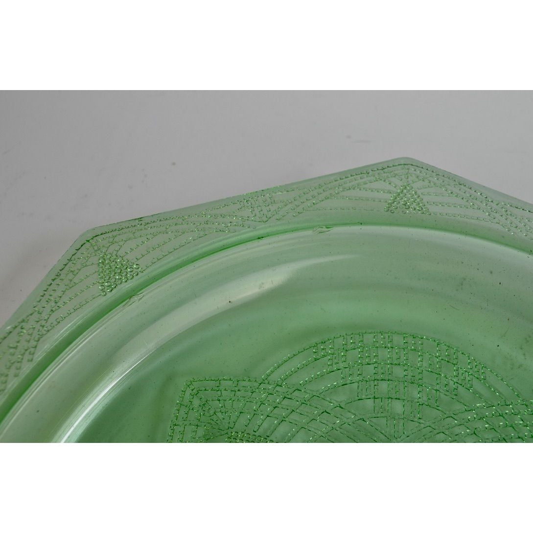 Vintage Anchor Hocking Princess Grill Plate Vaseline Green 10.5" READ