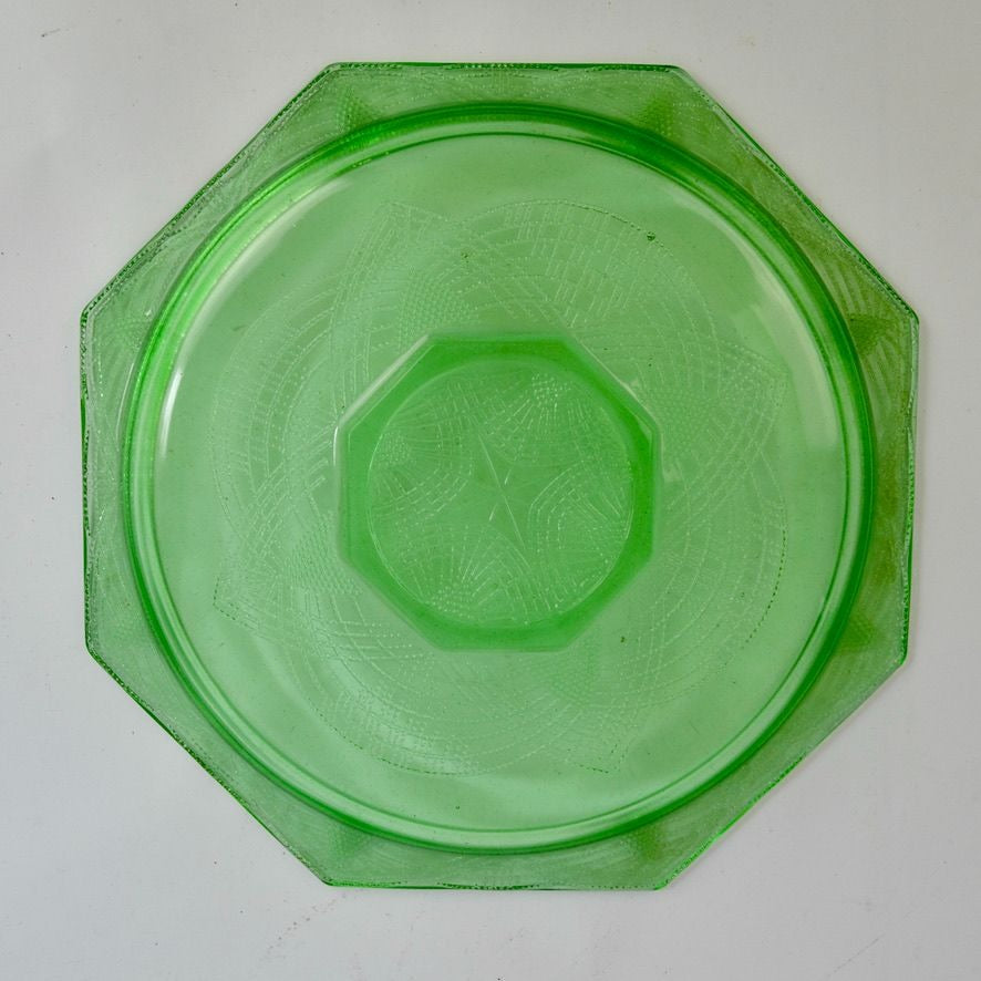 Vintage Anchor Hocking Princess Grill Plate Vaseline Green 10.5" READ