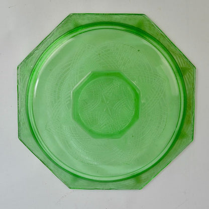 Vintage Anchor Hocking Princess Grill Plate Vaseline Green 10.5" READ