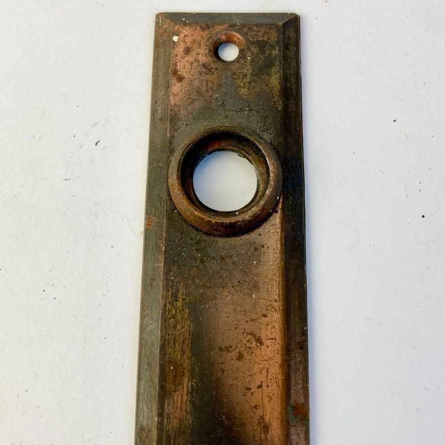 Antique Art Deco Door Knob Backplate Copper Flash Skeleton Key Hole 5" Vintage