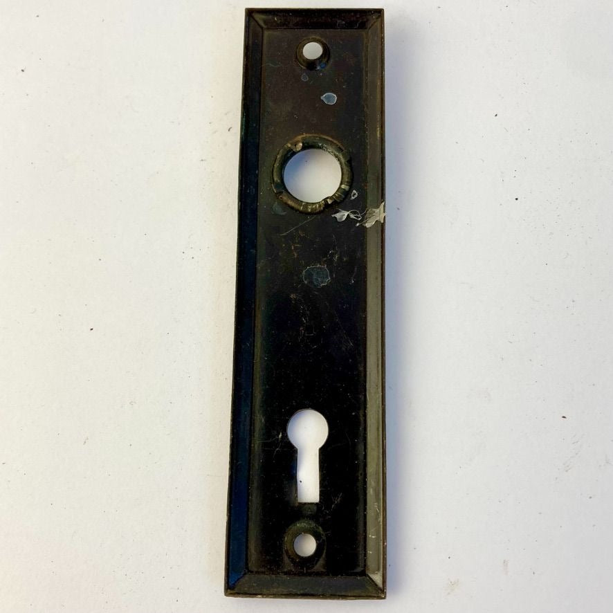 Antique Art Deco Door Knob Backplate Copper Flash Skeleton Key Hole 5" Vintage