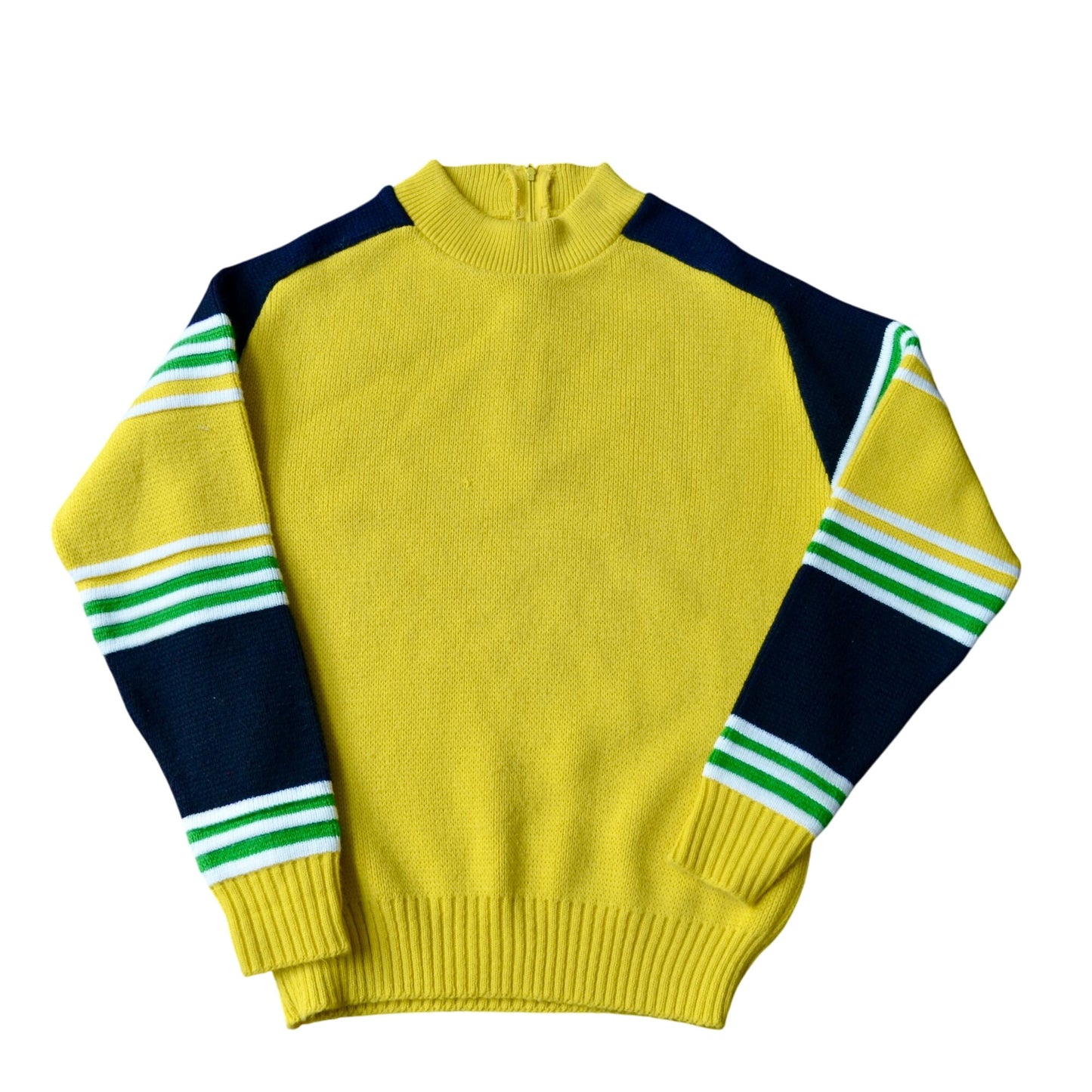 John Deere Vintage Yellow Green Black White Striped Men's Sweater Small