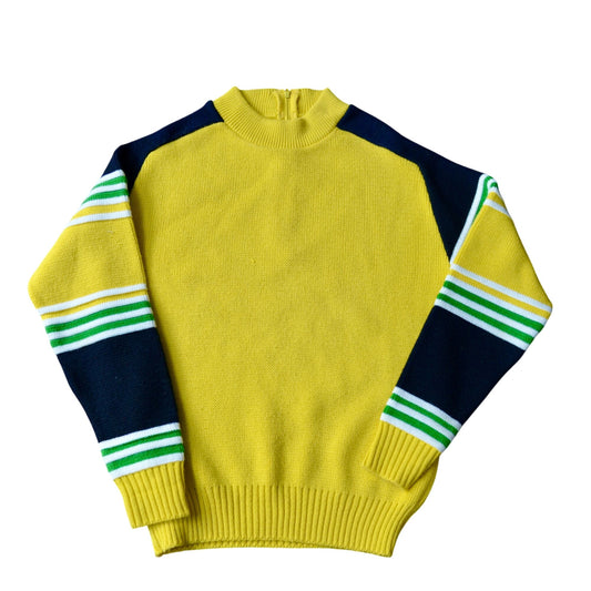John Deere Vintage Yellow Green Black White Striped Men's Sweater Small