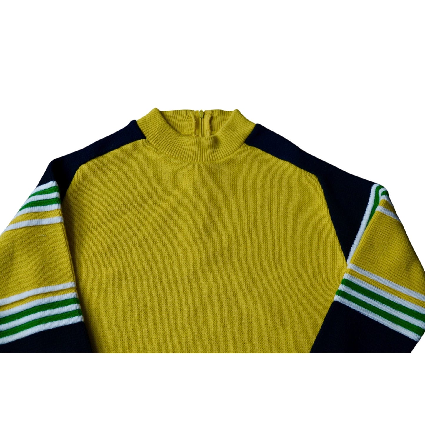 John Deere Vintage Yellow Green Black White Striped Men's Sweater Small