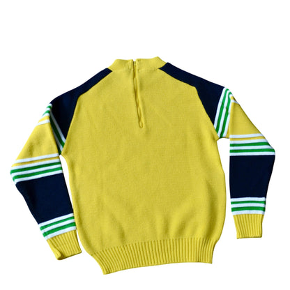 John Deere Vintage Yellow Green Black White Striped Men's Sweater Small