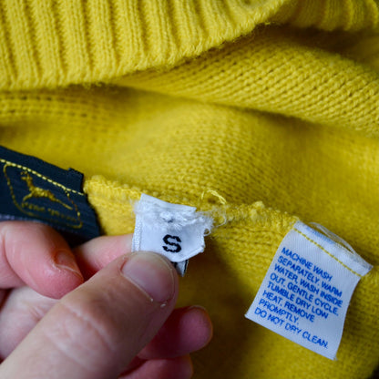 John Deere Vintage Yellow Green Black White Striped Men's Sweater Small