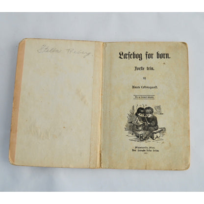 1916 Antique Norwegian Children's Reader Book