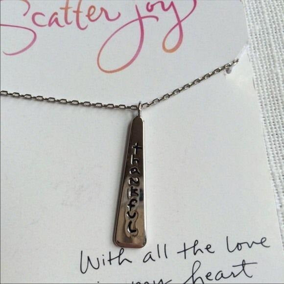 Brand New Thankful Silver Pendant Necklace