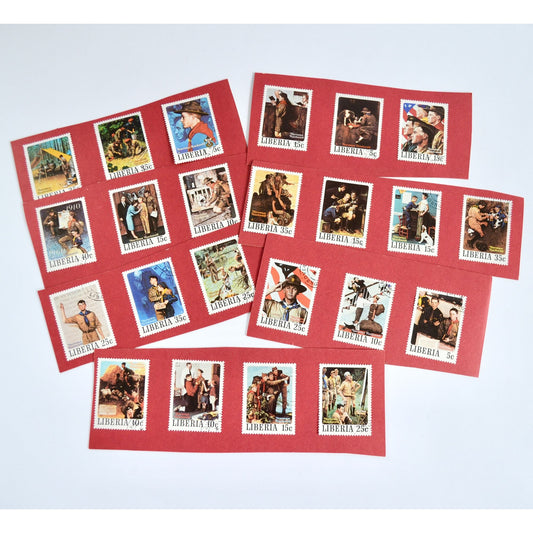 Lot 23 Vintage Norman Rockwell Liberia BSA Boy Scout Stamps