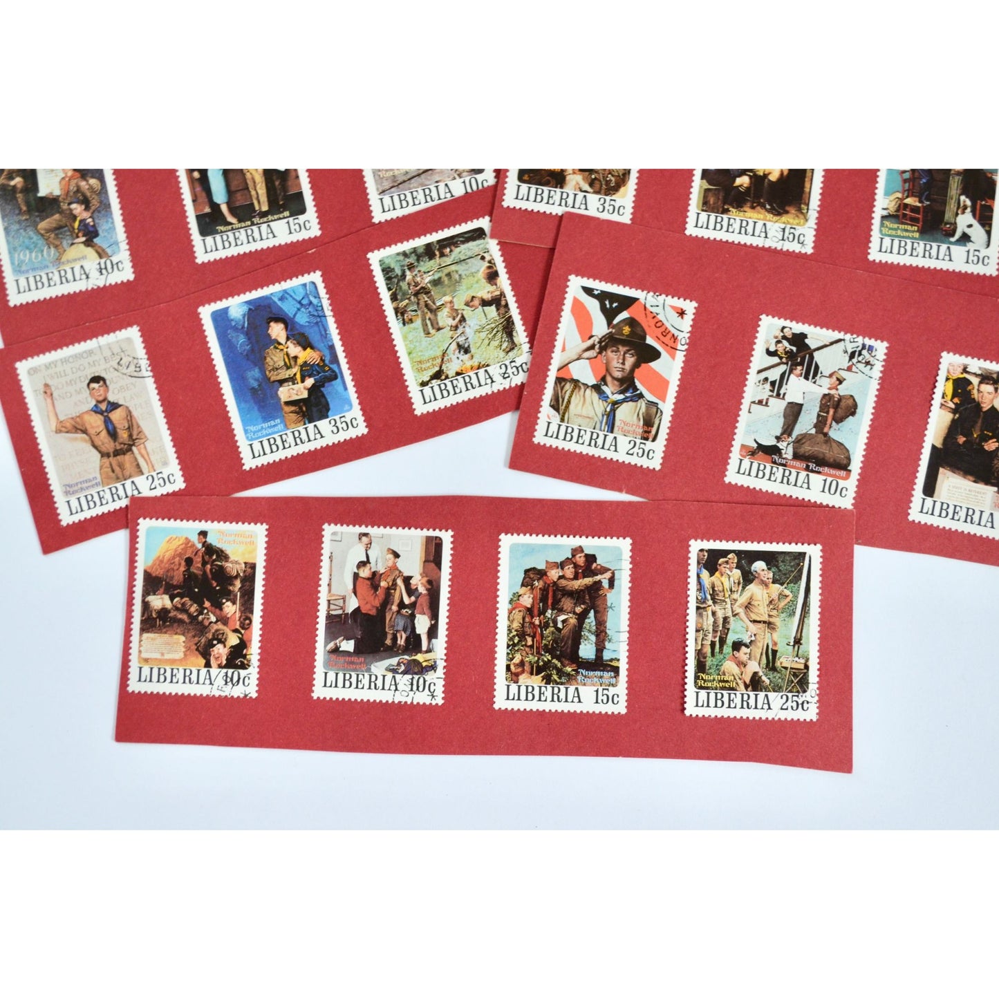 Lot 23 Vintage Norman Rockwell Liberia BSA Boy Scout Stamps