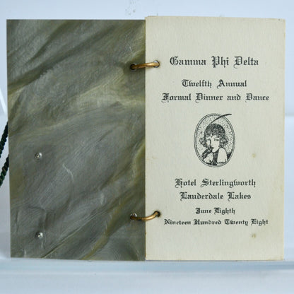 Vintage 1928 Gamma Phi Delta Dance Card Hotel Sterlingworth Lauderdale Lakes