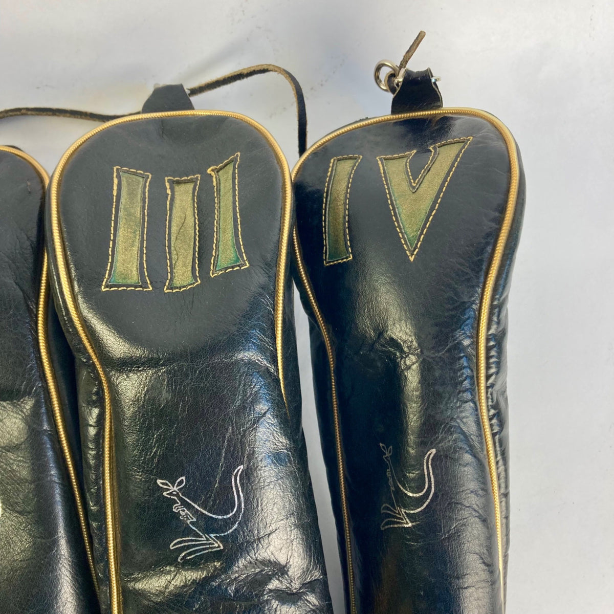Vintage MacGregor Golf Club Head Covers Leather Kangaroo I II III IV
