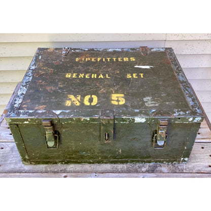 Vintage Pipefitters General Set No. 5 Trunk Box OD Green US Army Military