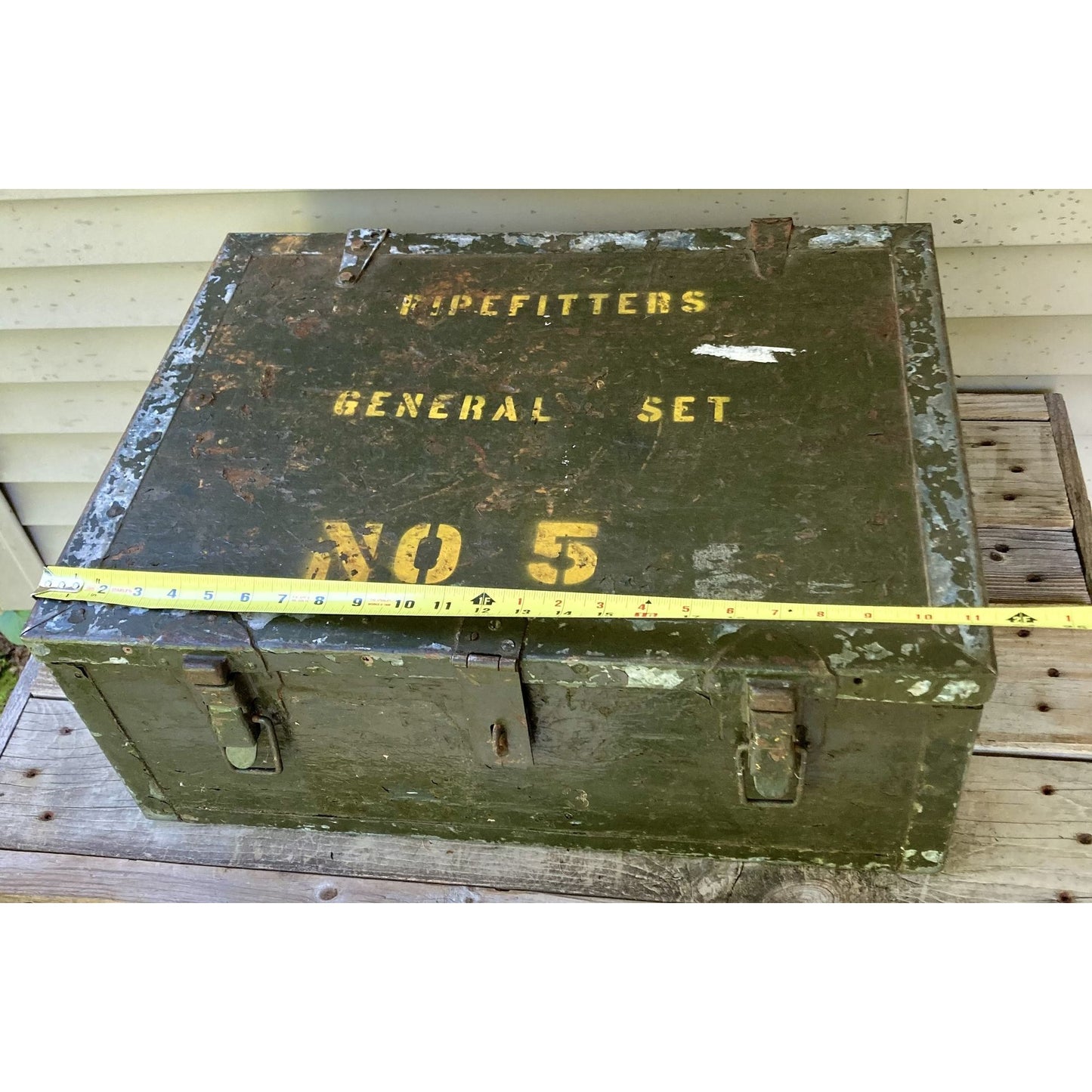 Vintage Pipefitters General Set No. 5 Trunk Box OD Green US Army Military